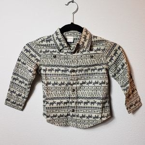 GYMBOREE || MOOSE PATTERNED BUTTON-DOWN SHIRT